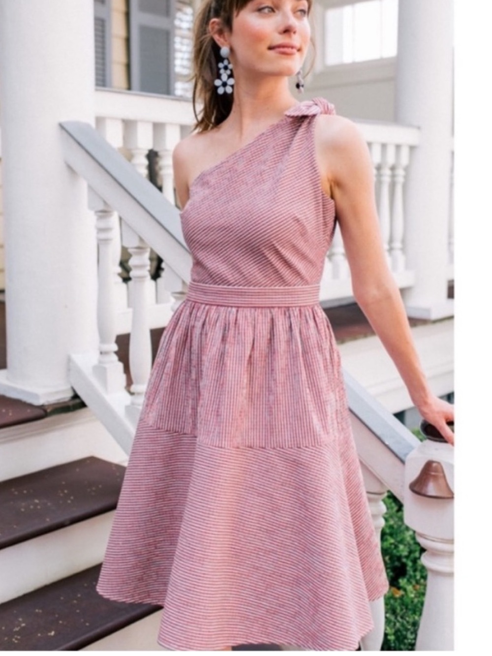 Martha one-shoulder red, white and blue Gal meets Glam dress